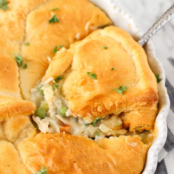 Want a Super Easy Dinner? Try Chicken Pot Pie Using Crescent Rolls!