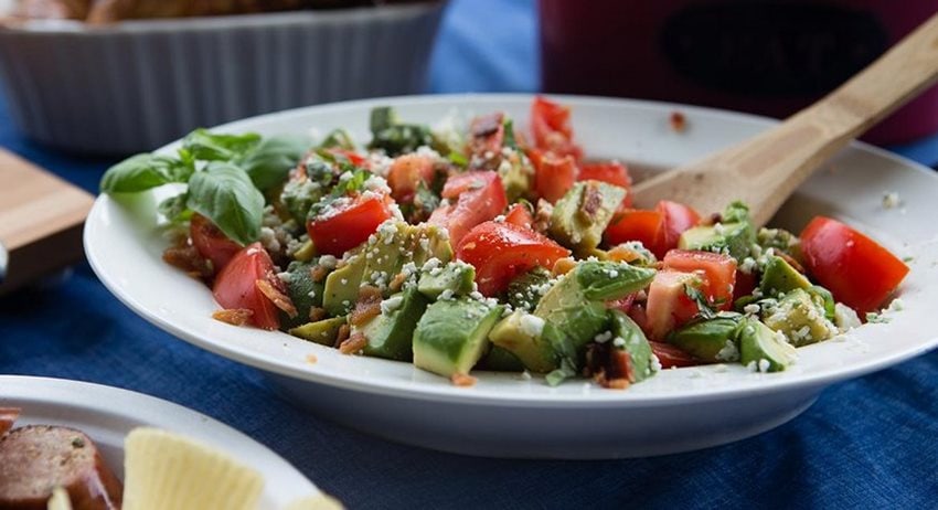 Quick Salad Recipe: Tomato, Basil, Avocado, Bacon Perfection